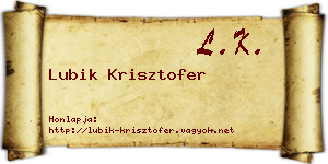 Lubik Krisztofer névjegykártya